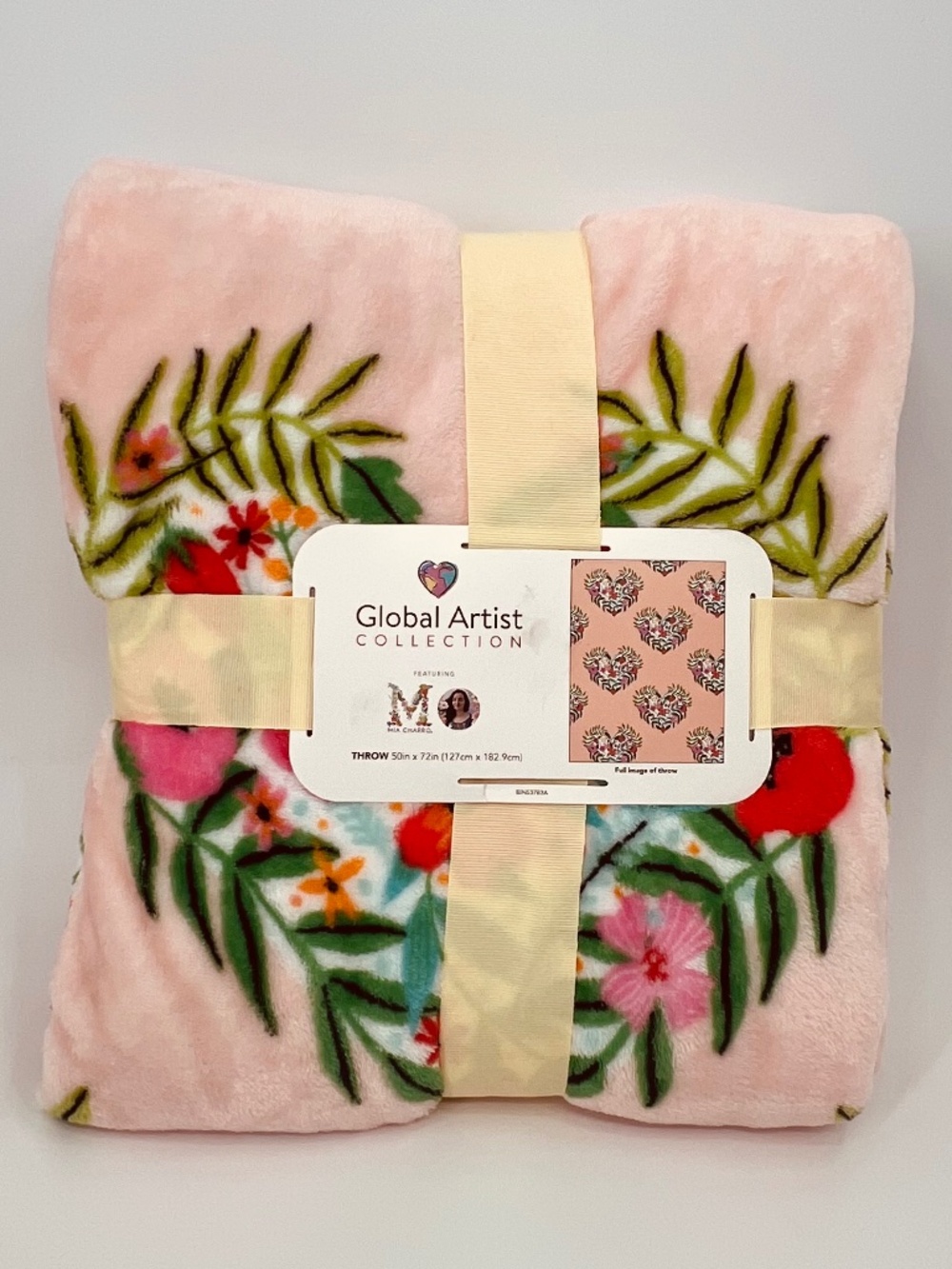 Global Artist Collection x Mia Charro Throw Blanket NWT Cottage Boho Floral Cozy